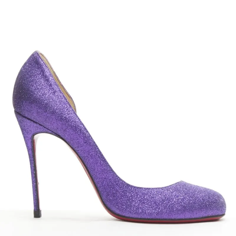 Christian Louboutin Glitter D'Orsay Pumps Purple Leather Very good - Front View