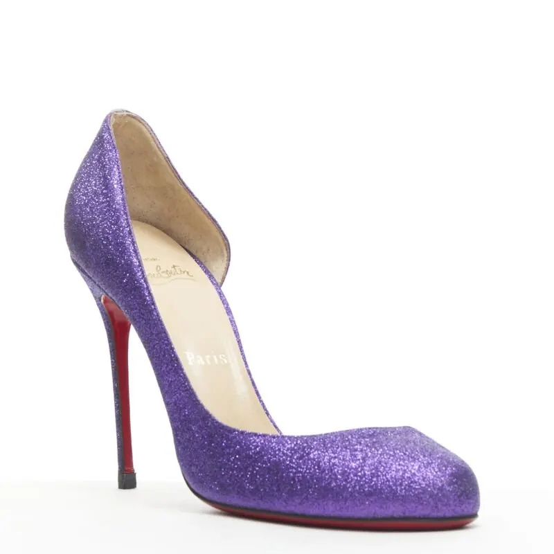 Christian Louboutin Glitter D'Orsay Pumps Purple Leather Very good - Back View