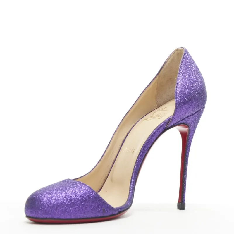 Christian Louboutin Glitter D'Orsay Pumps Purple Leather Very good - Inside View