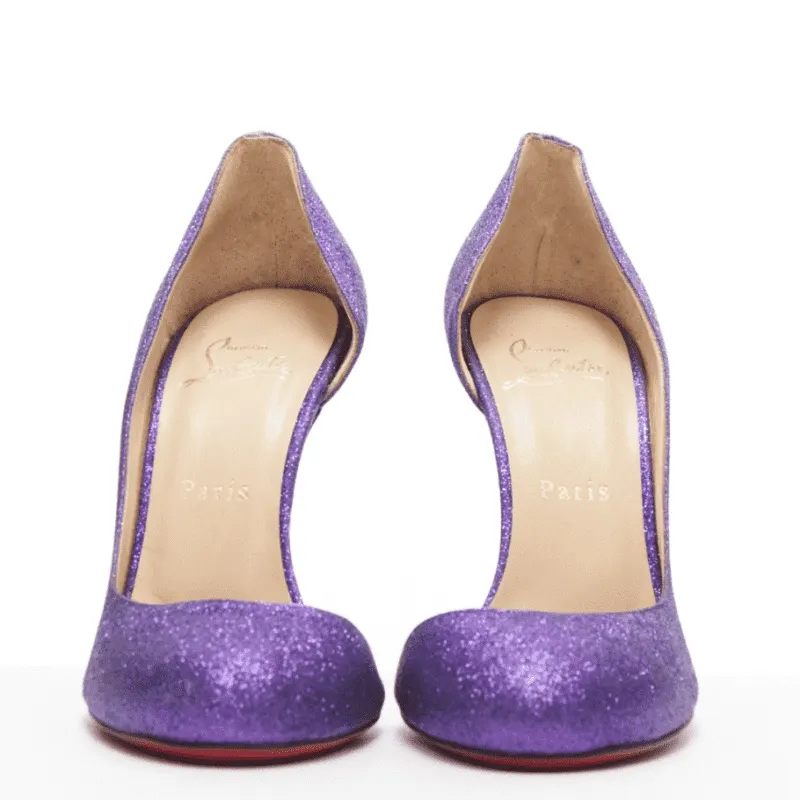 Christian Louboutin Glitter D'Orsay Pumps Purple Leather Very good - Model View