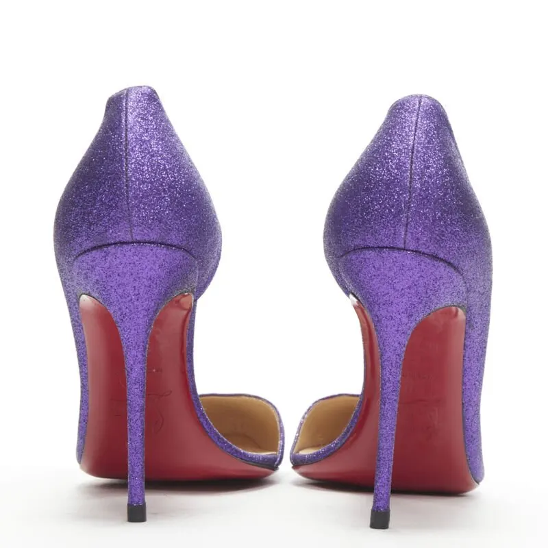 Christian Louboutin Glitter D'Orsay Pumps Purple Leather Very good - Box View