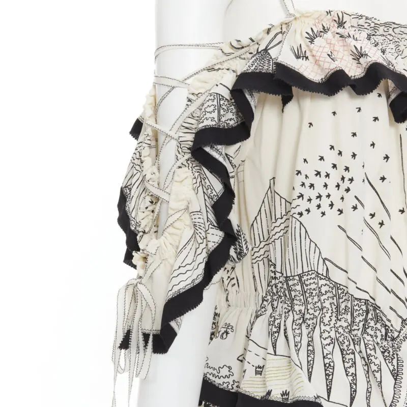 Valentino Garden Print Dress Beige Silk Never worn, with tag - Back View