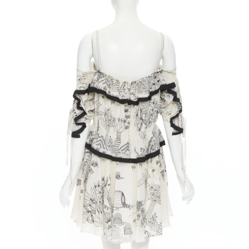 Valentino Garden Print Dress Beige Silk Never worn, with tag - Box View