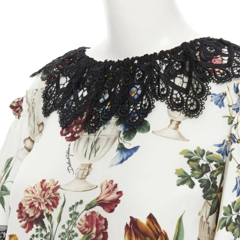 Dolce & Gabbana Vase Floral Dress Beige Silk Never worn, with tag - Box View
