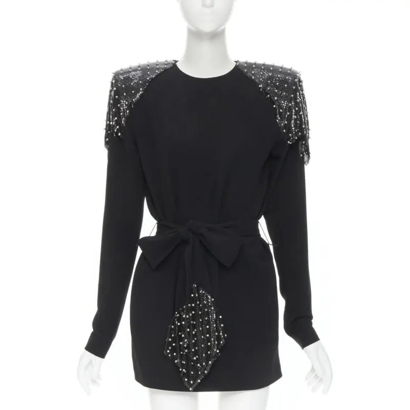 Saint Laurent Chainmail Dress Black Polyester Never worn, with tag - Front View
