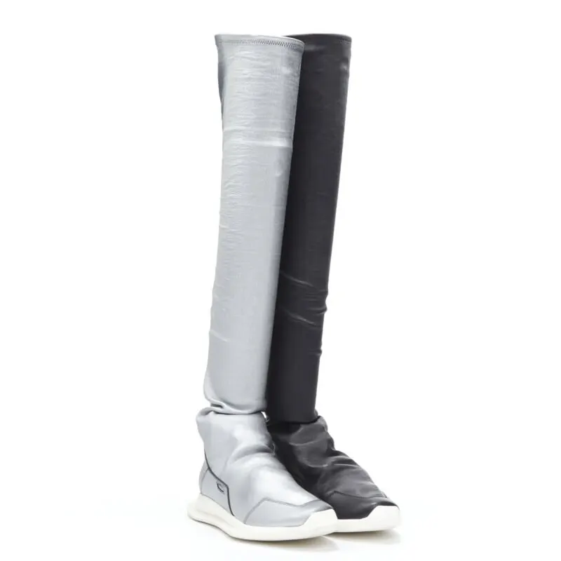 Rick Owens New Runner Stretch Stocking Black Leather Never worn - Front View