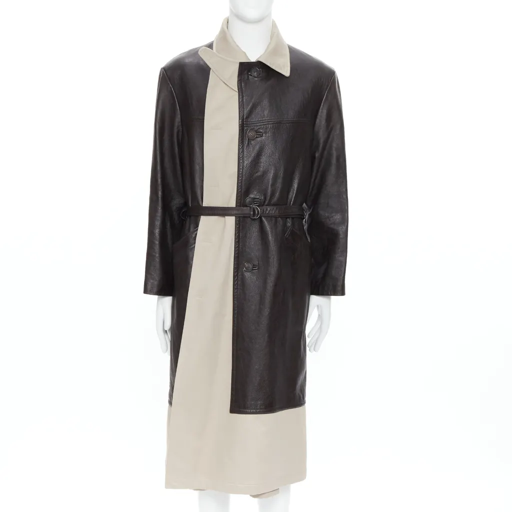 Balenciaga Fake Layering leather trench coat Black Leather Very good - Front View