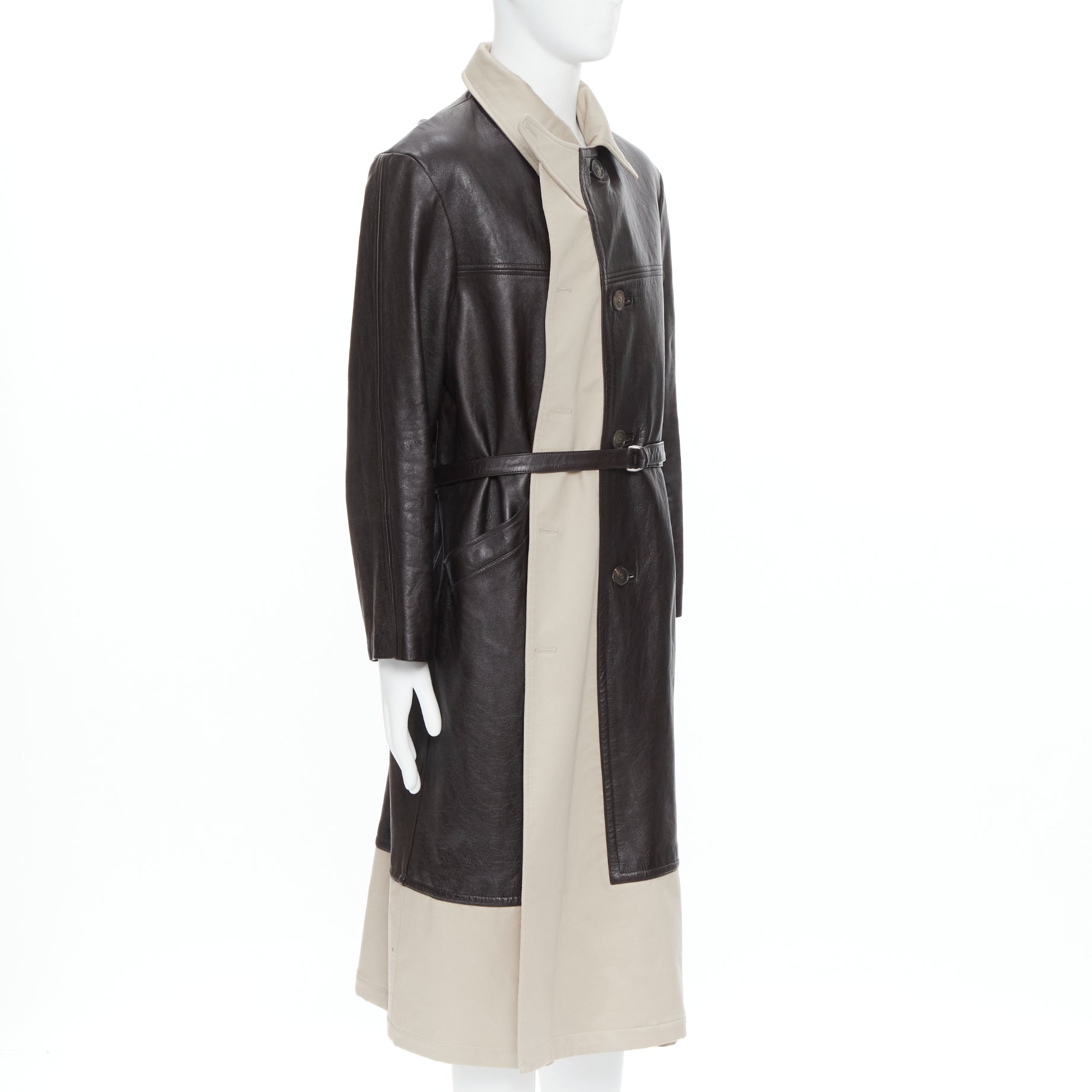 Balenciaga Fake Layering leather trench coat - 4