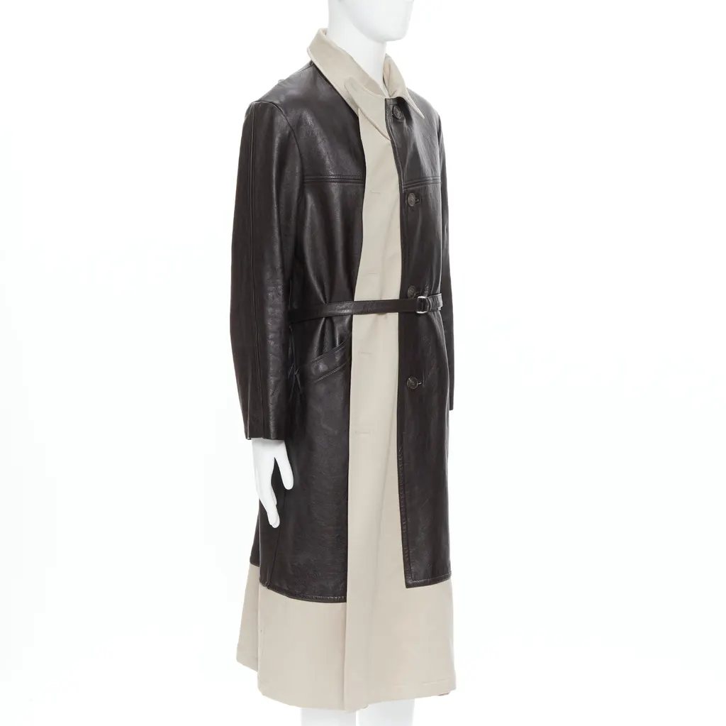 Balenciaga Fake Layering leather trench coat Black Leather Very good - Model View