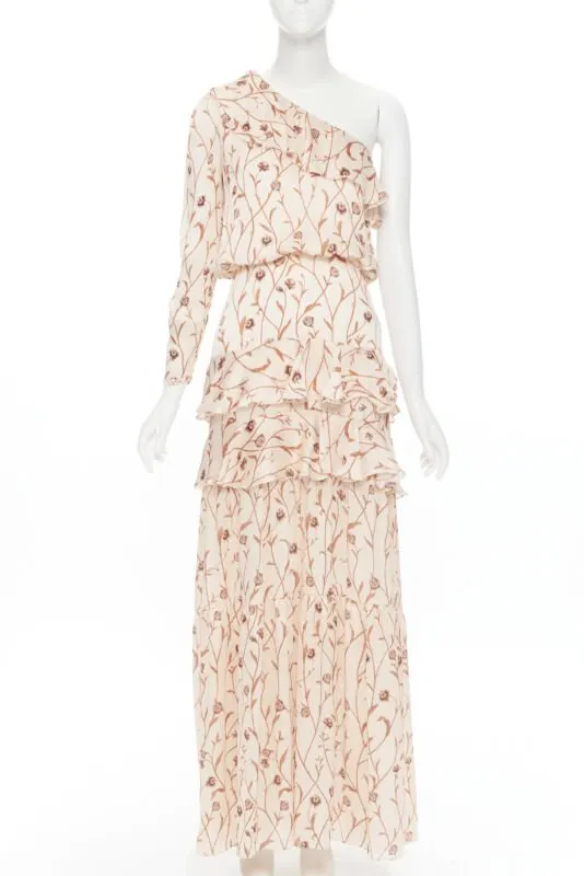 Johanna Ortiz Floral Tier Dress Beige Polyester Never worn - Front View