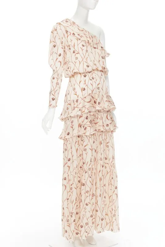 Johanna Ortiz Floral Tier Dress Beige Polyester Never worn - Back View