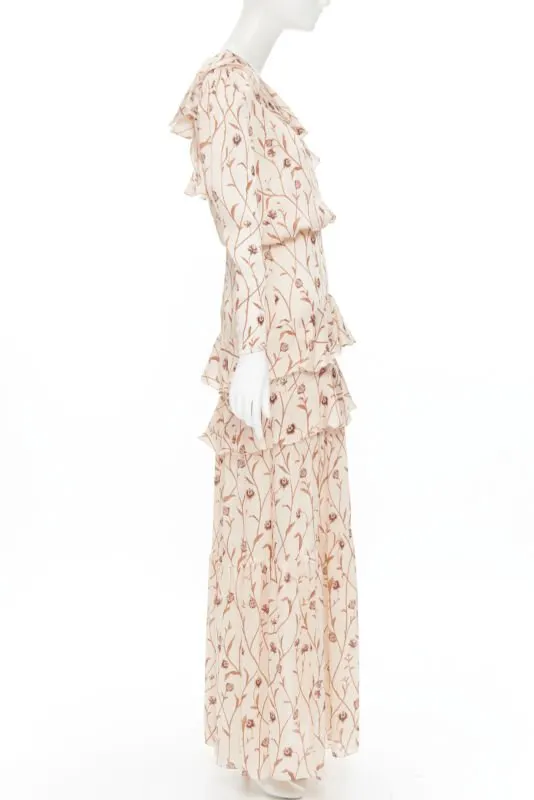 Johanna Ortiz Floral Tier Dress Beige Polyester Never worn - Inside View