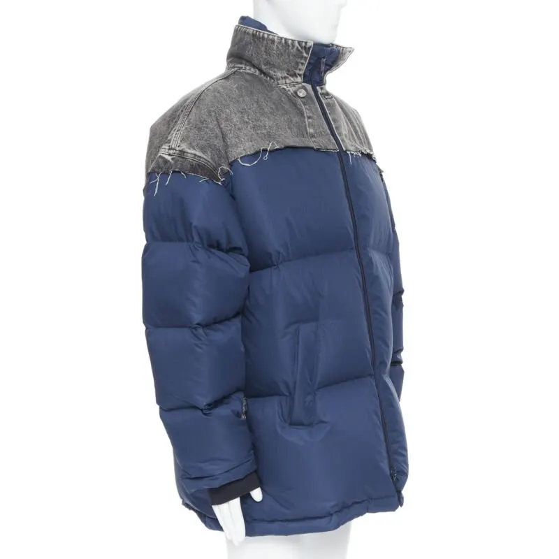 Balenciaga Navy Denim Puffer Blue Polyamide Never worn, with tag - Model View