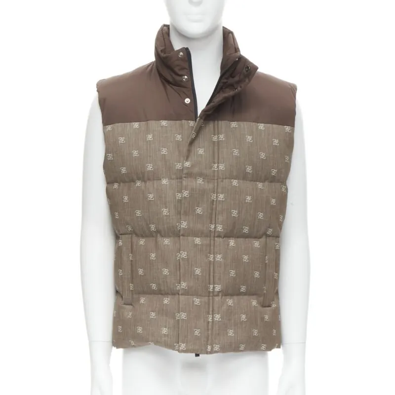 Fendi Zucca Puffer Vest Brown Cotton Never worn, with tag - Front View