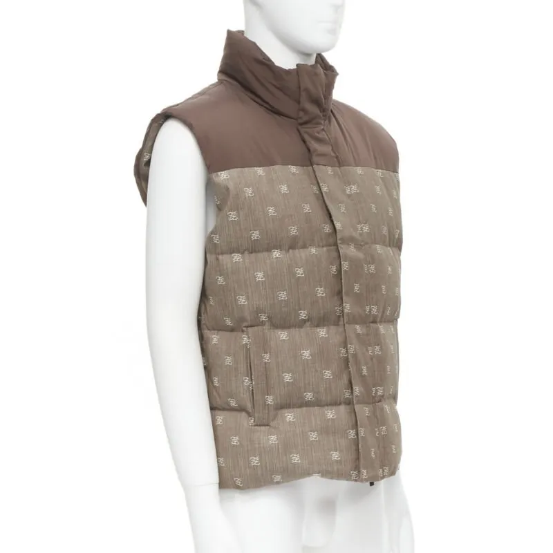 Fendi Zucca Puffer Vest Brown Cotton Never worn, with tag - Inside View