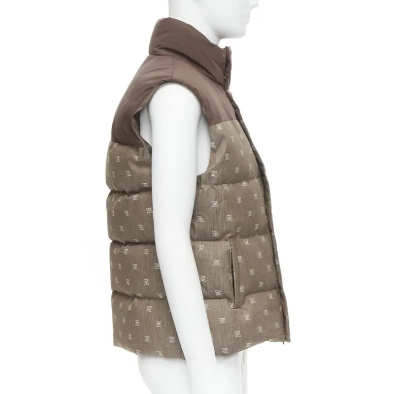 Fendi Zucca Puffer Vest Brown Cotton Never worn, with tag - Model View
