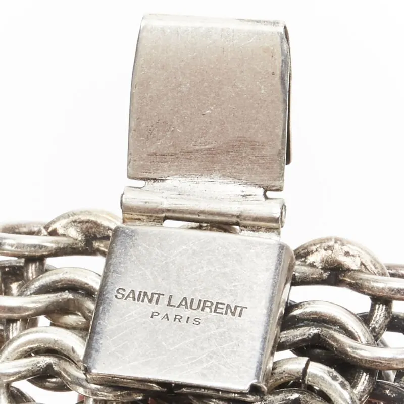 Saint Laurent Grunge Punk Chain Bracelet Silver Metal Very good - Box View
