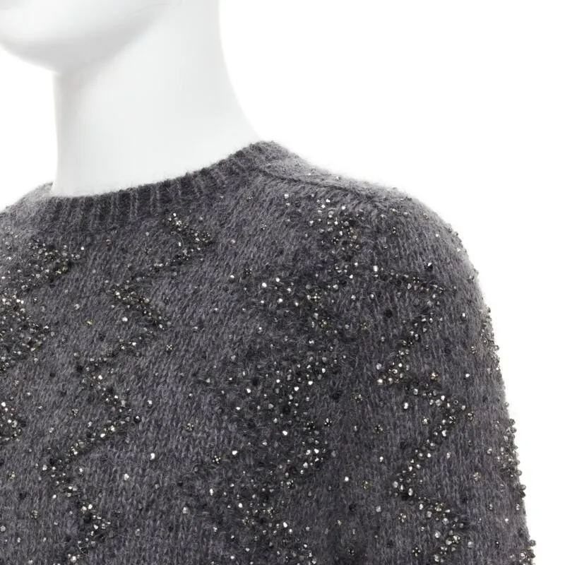 Saint Laurent Rhinestone Wool Sweater Grey Wool Never worn, with tag - Back View