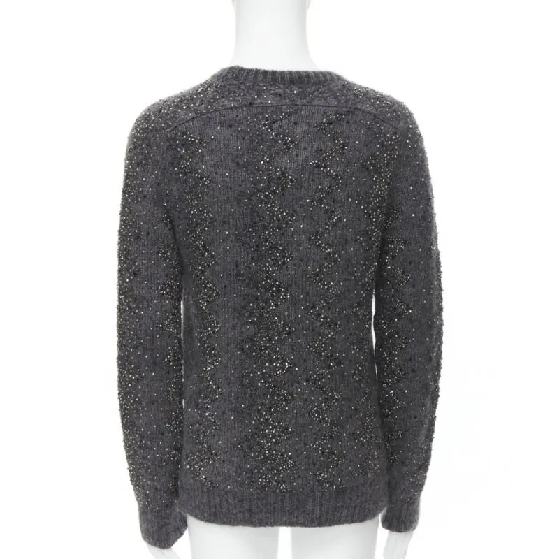 Saint Laurent Rhinestone Wool Sweater Grey Wool Never worn, with tag - Box View