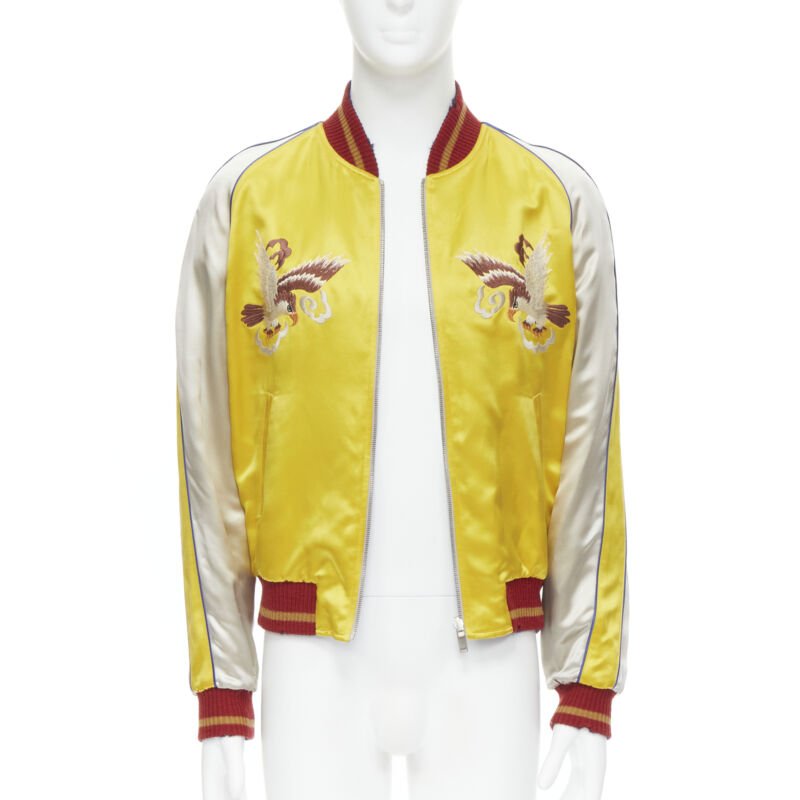 Saint Laurent Yellow Satin Bomber - Back view