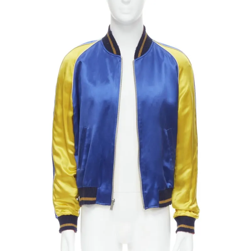 Saint Laurent Yellow Satin Bomber Yellow Polyester Never worn, with tag - Inside View