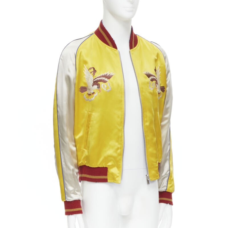 Saint Laurent Yellow Satin Bomber - 4
