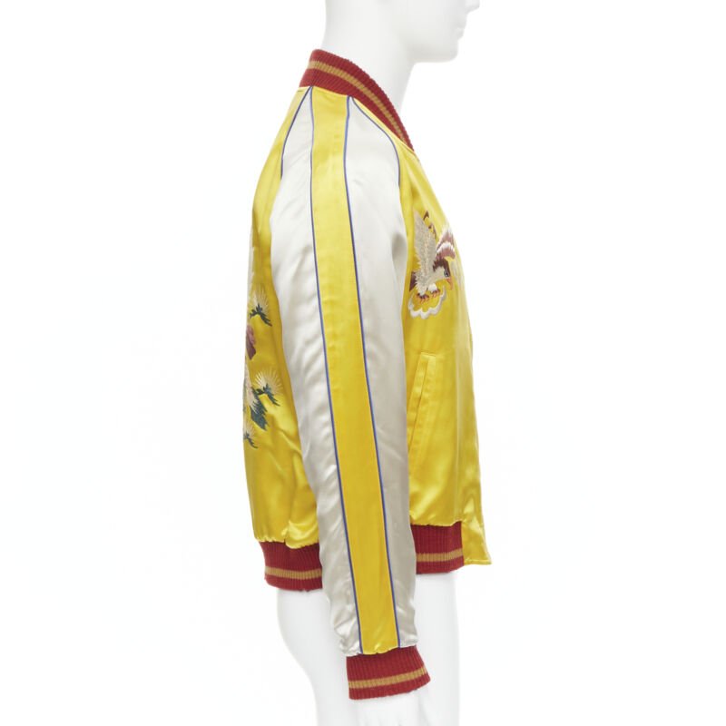 Saint Laurent Yellow Satin Bomber - Side view