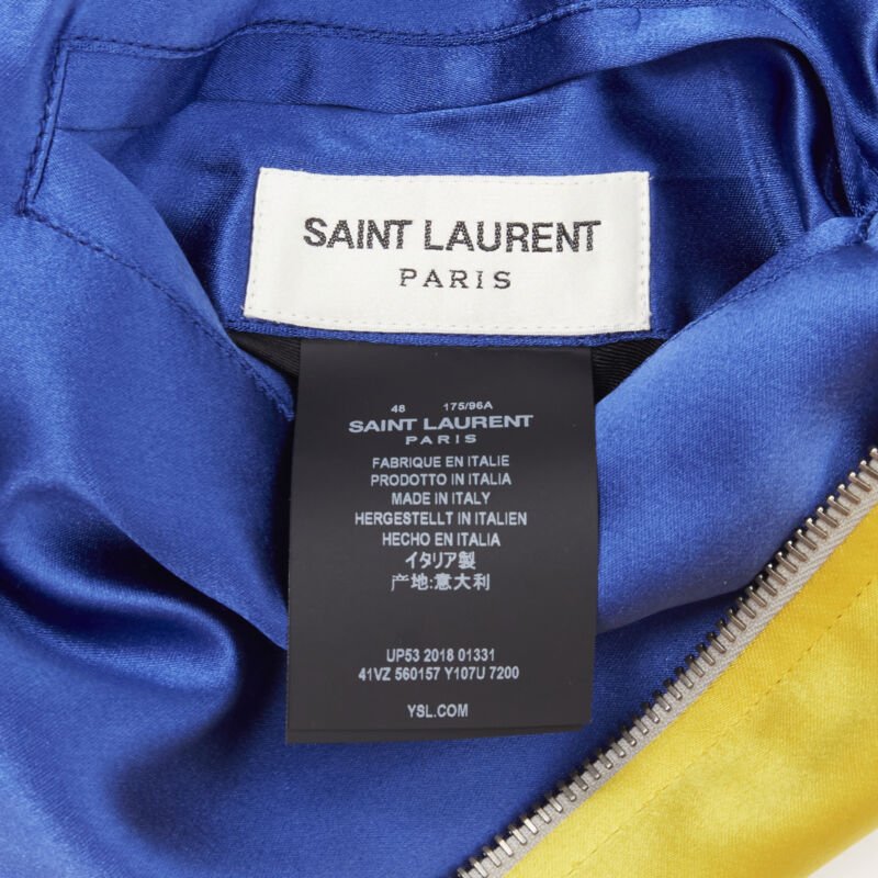 Saint Laurent Yellow Satin Bomber - Image 14