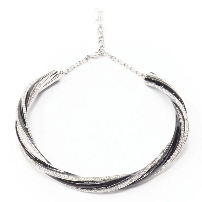 Saint Laurent Twist Charm Necklace Black Metal Very good - Front View
