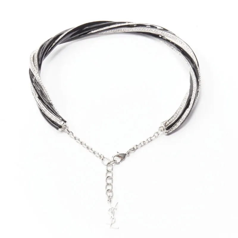 Saint Laurent Twist Charm Necklace Black Metal Very good - Box View