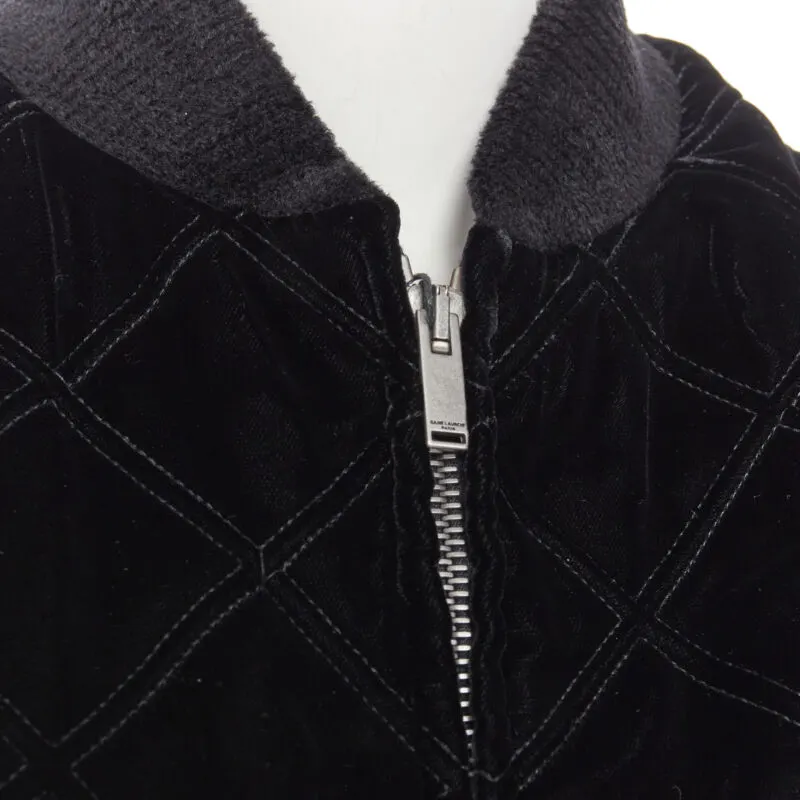 Saint Laurent Black Diamond Bomber Black Velvet Never worn, with tag - Back View