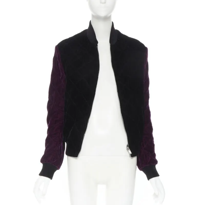 Saint Laurent Black Diamond Bomber Black Velvet Never worn, with tag - Back View