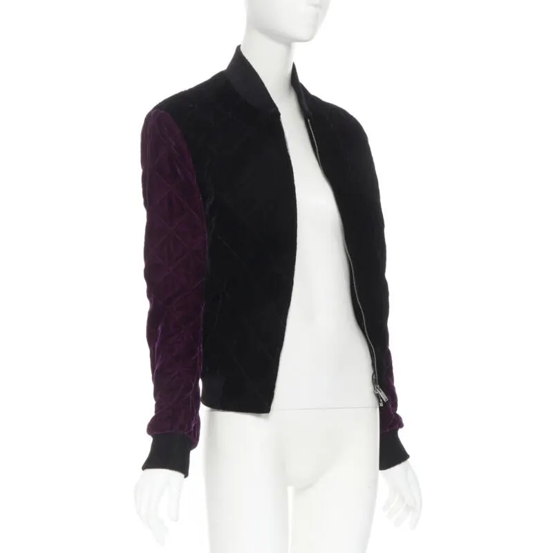 Saint Laurent Black Diamond Bomber Black Velvet Never worn, with tag - Inside View