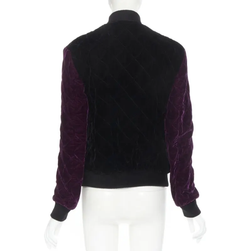 Saint Laurent Black Diamond Bomber Black Velvet Never worn, with tag - Box View