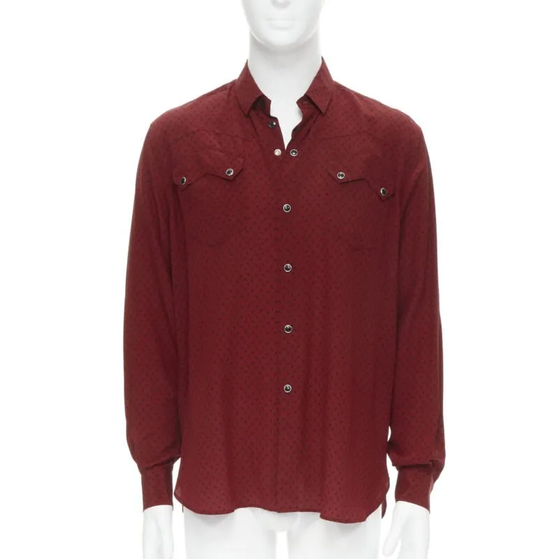 Saint Laurent Western Shirt Red Silk Never worn, with tag - Front View