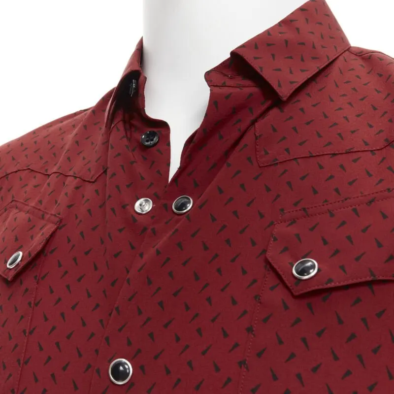 Saint Laurent Western Shirt Red Silk Never worn, with tag - Back View