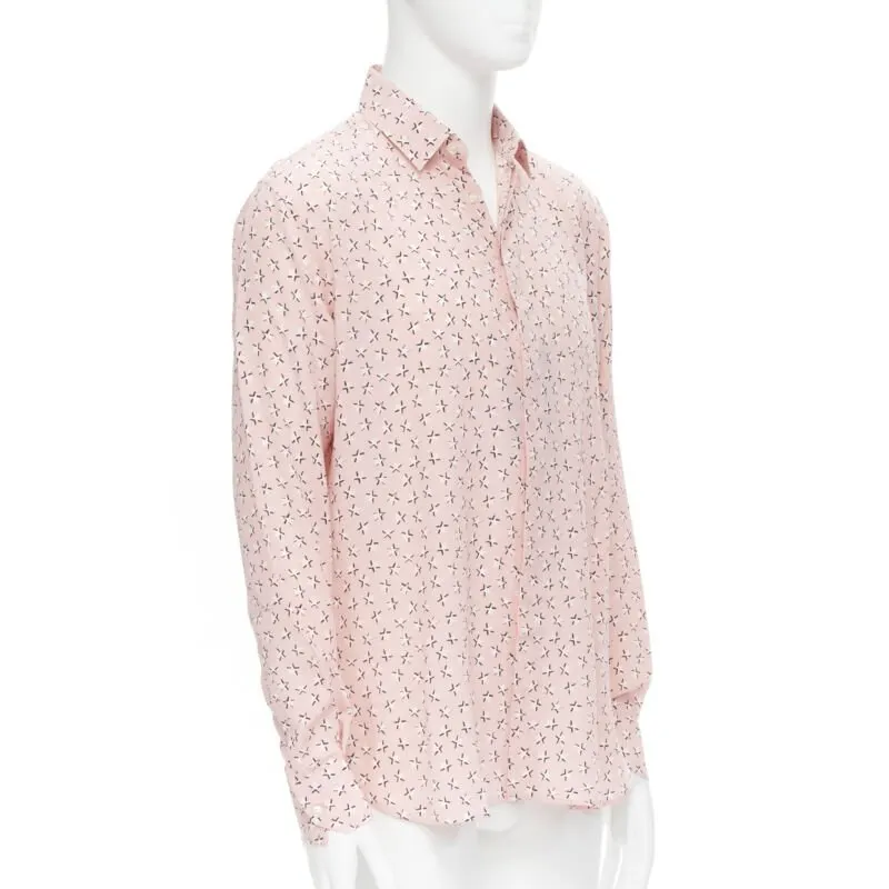 Saint Laurent Star print silk shirt Pink Silk Never worn, with tag - Back View