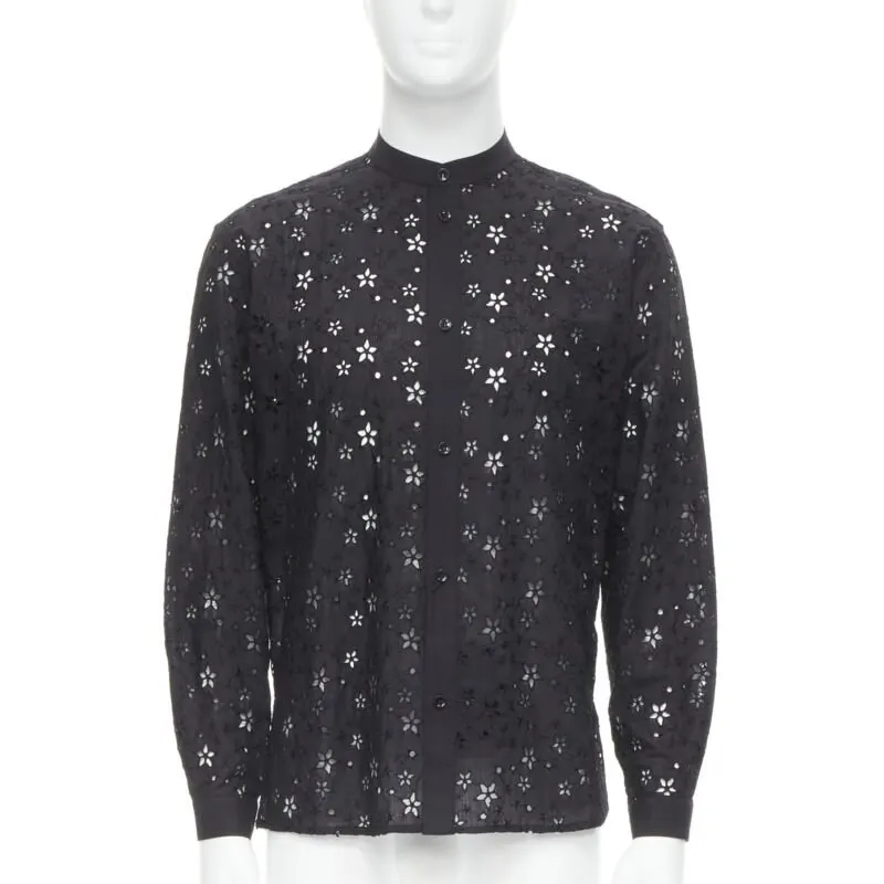 Saint Laurent Star Embroidery Shirt Black Wool Never worn, with tag - Front View