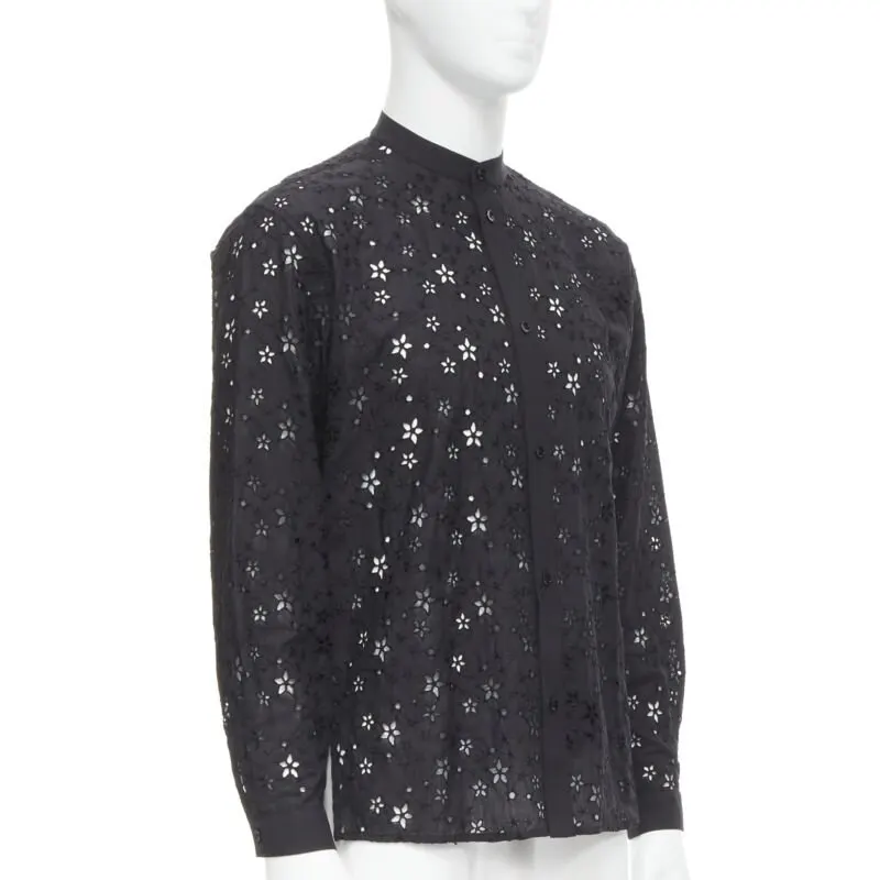 Saint Laurent Star Embroidery Shirt Black Wool Never worn, with tag - Inside View