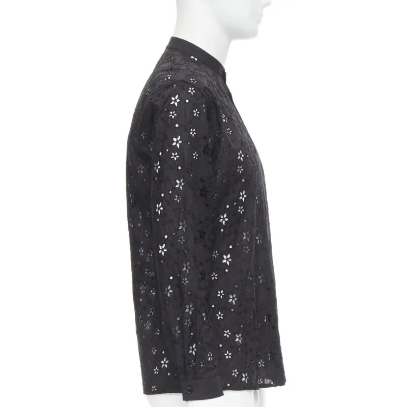Saint Laurent Star Embroidery Shirt Black Wool Never worn, with tag - Model View