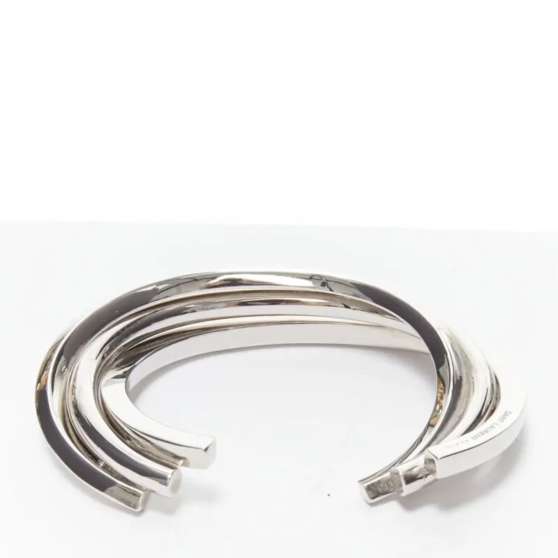 Saint Laurent Triple twist cuff Silver Metal Very good - Back View