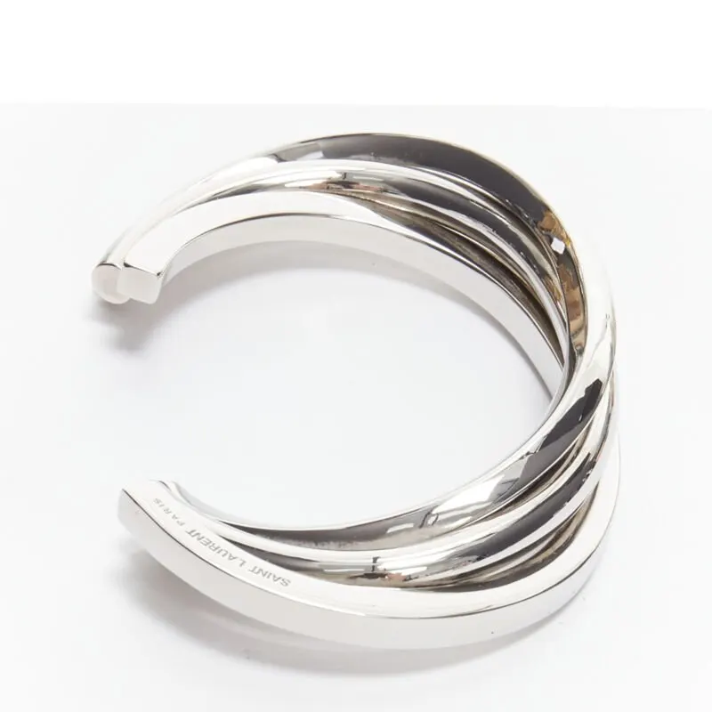 Saint Laurent Triple twist cuff Silver Metal Very good - Box View