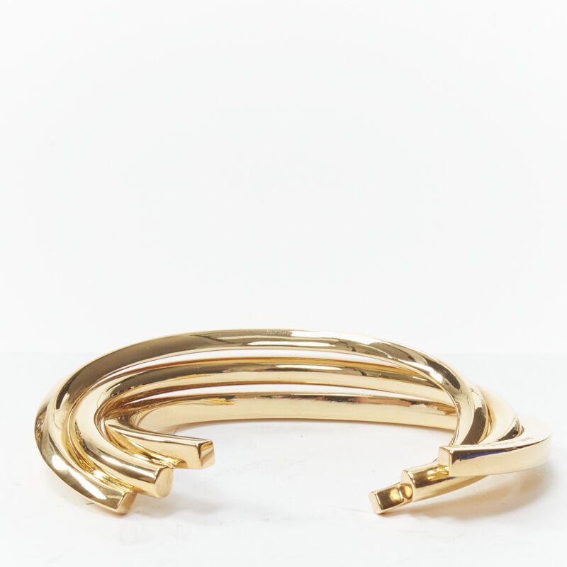 Saint Laurent Gold Triple Twist Cuff - Back view