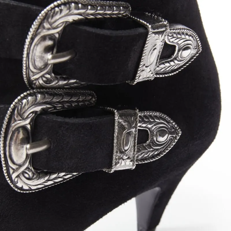 Saint Laurent Lug Sole Platform Boots Black Suede Very good - Back View
