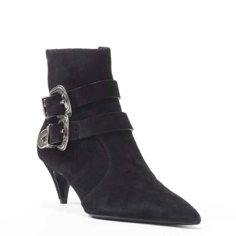 Saint Laurent Lug Sole Platform Boots Black Suede Very good - Inside View