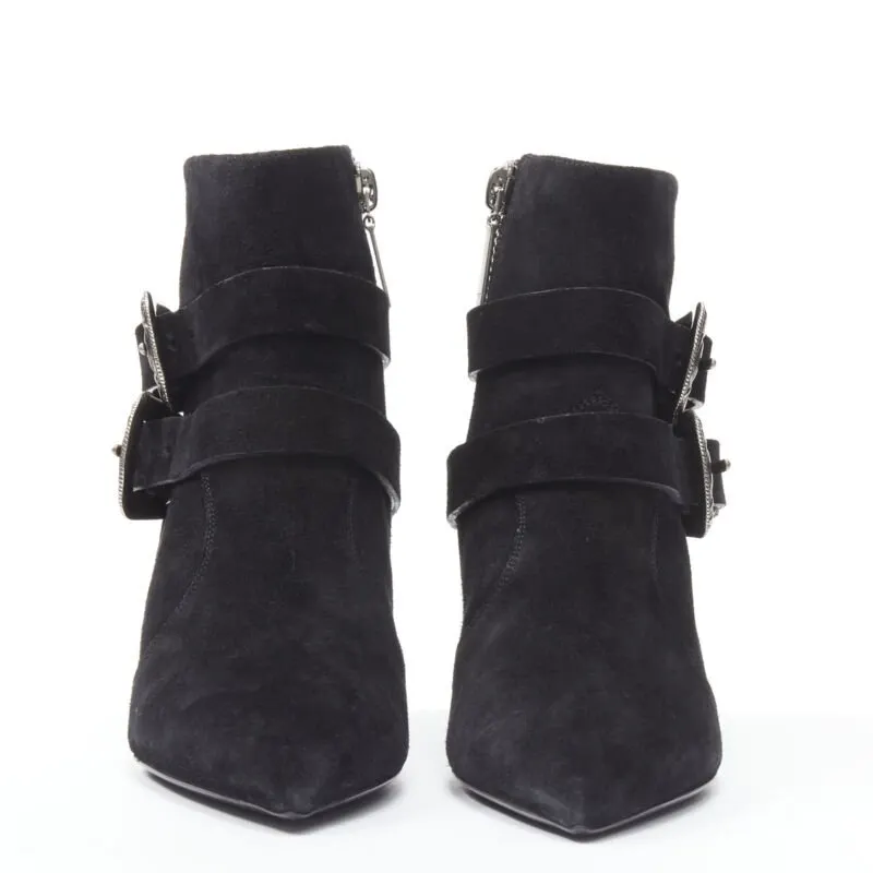 Saint Laurent Lug Sole Platform Boots Black Suede Very good - Model View