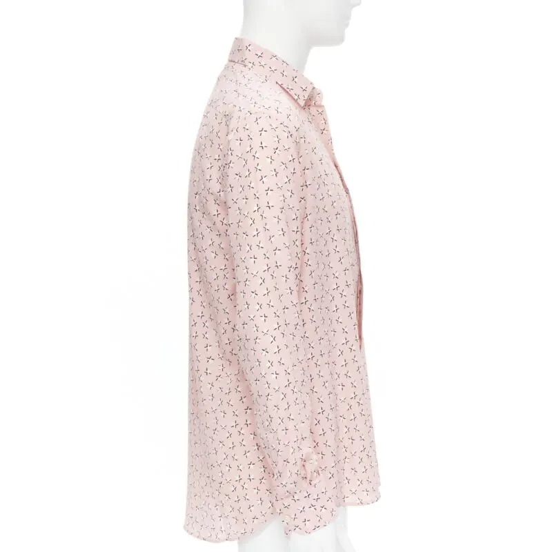 Saint Laurent Star Print Shirt Pink Silk Never worn, with tag - Inside View