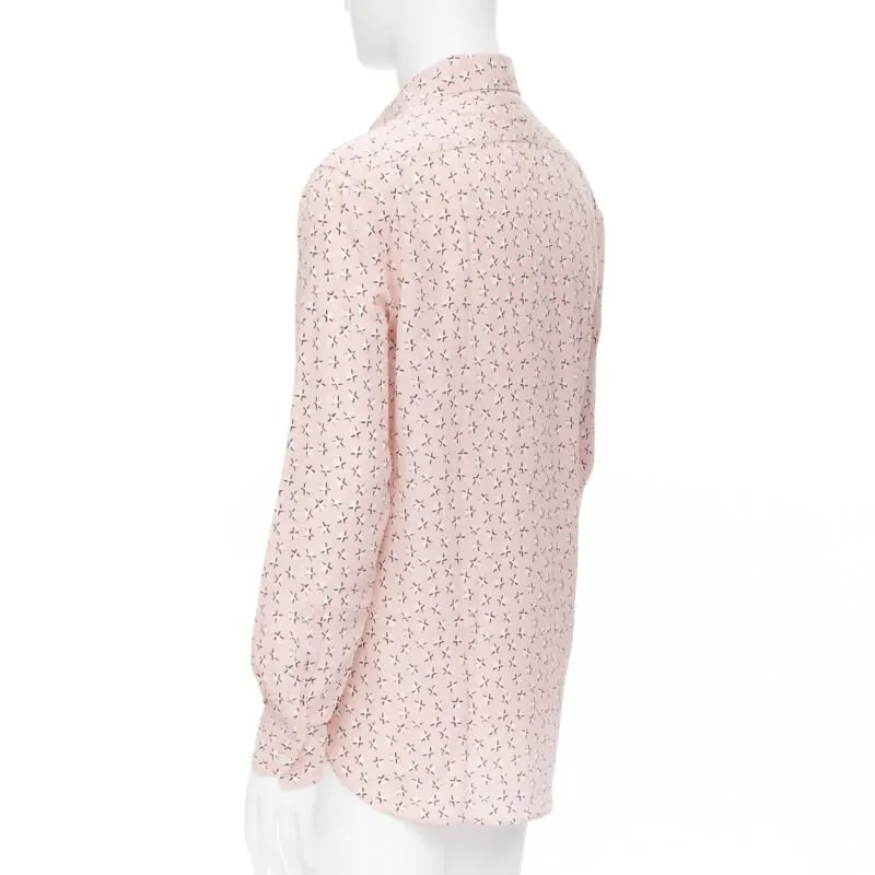 Saint Laurent Star Print Shirt Pink Silk Never worn, with tag - Box View