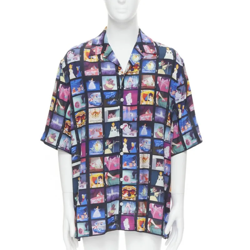 Versace Cinderella Shirt Blue Viscose Never worn, with tag - Front View