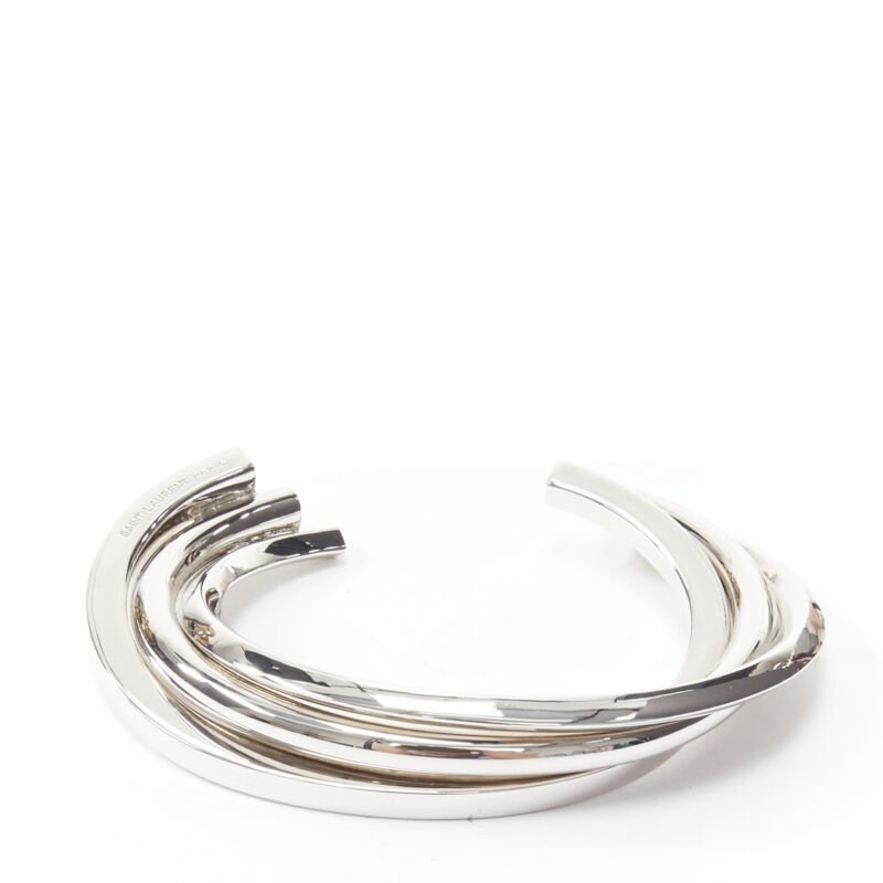 Saint Laurent Silver Triple Twist Cuff